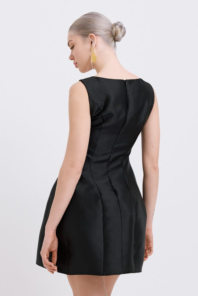 Noir Taffeta Mini Dress