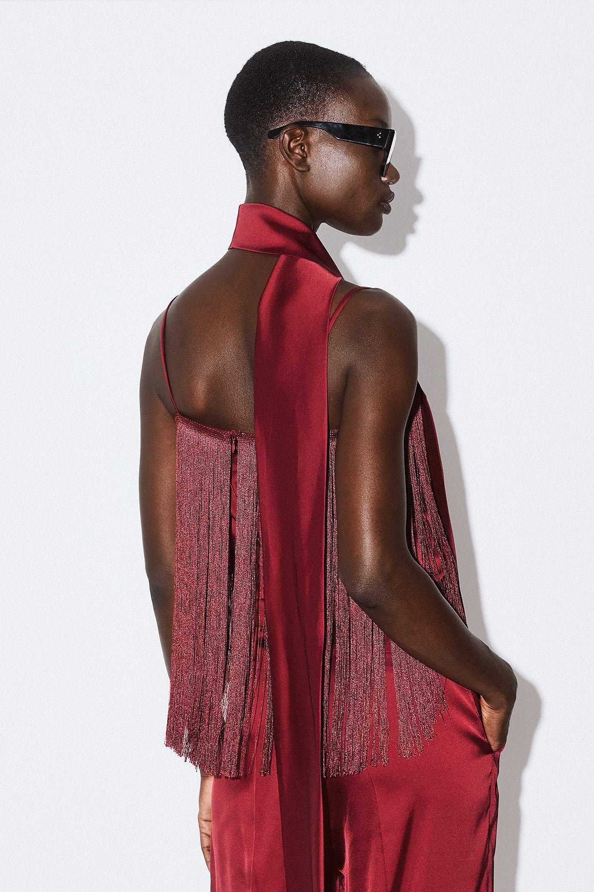 Dahlia Fringe Satin Top