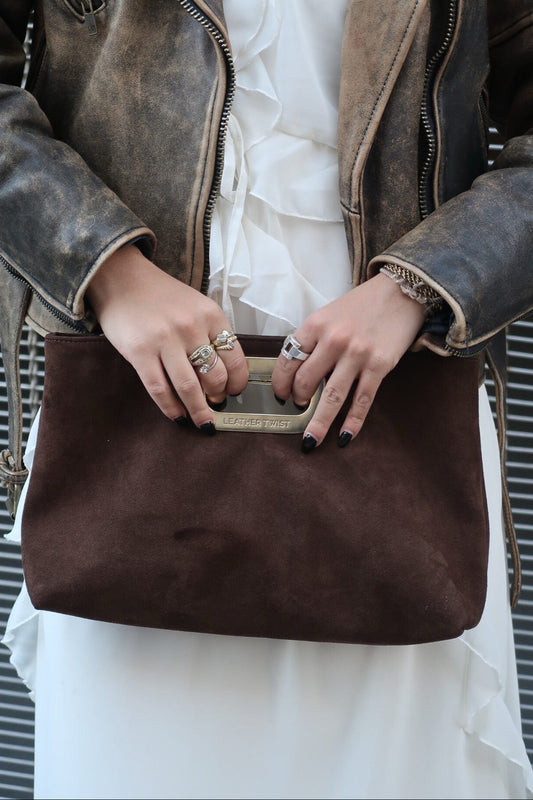 Got Her Clutch Suede Bag - Brown