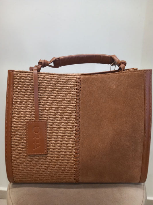 Philippa Suede-Raffia Bag