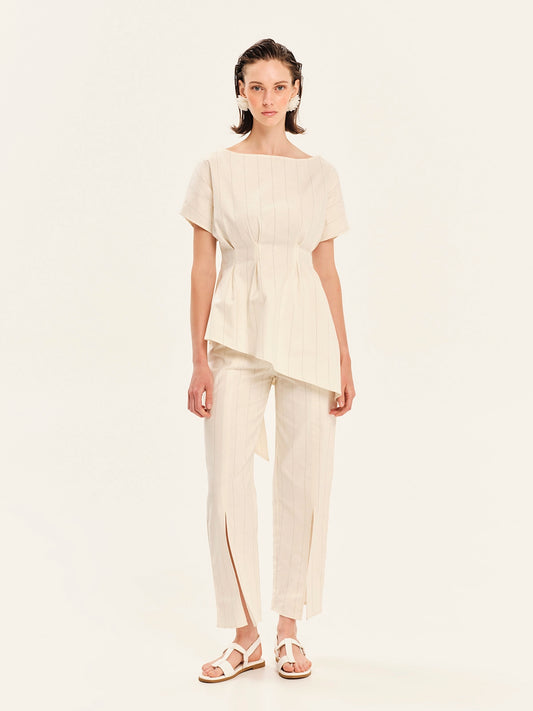 Striped Up Asymmetrical Top