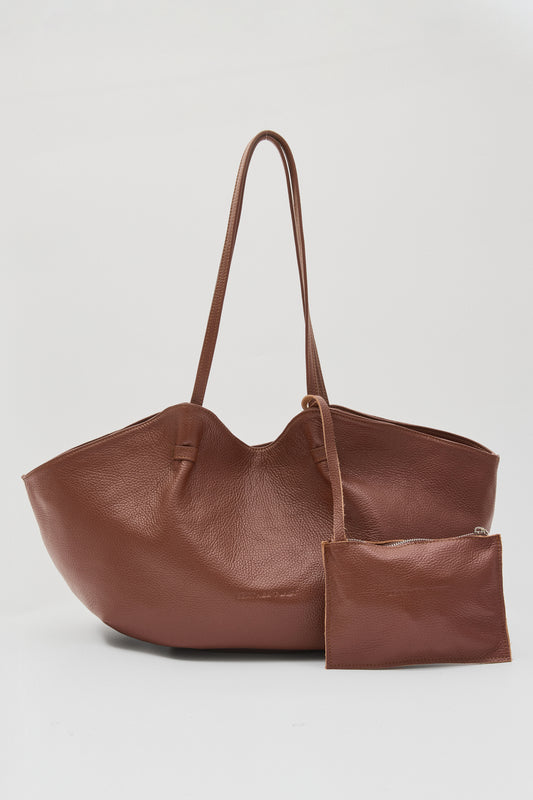 Blush Leather Shopper Bag - Brown