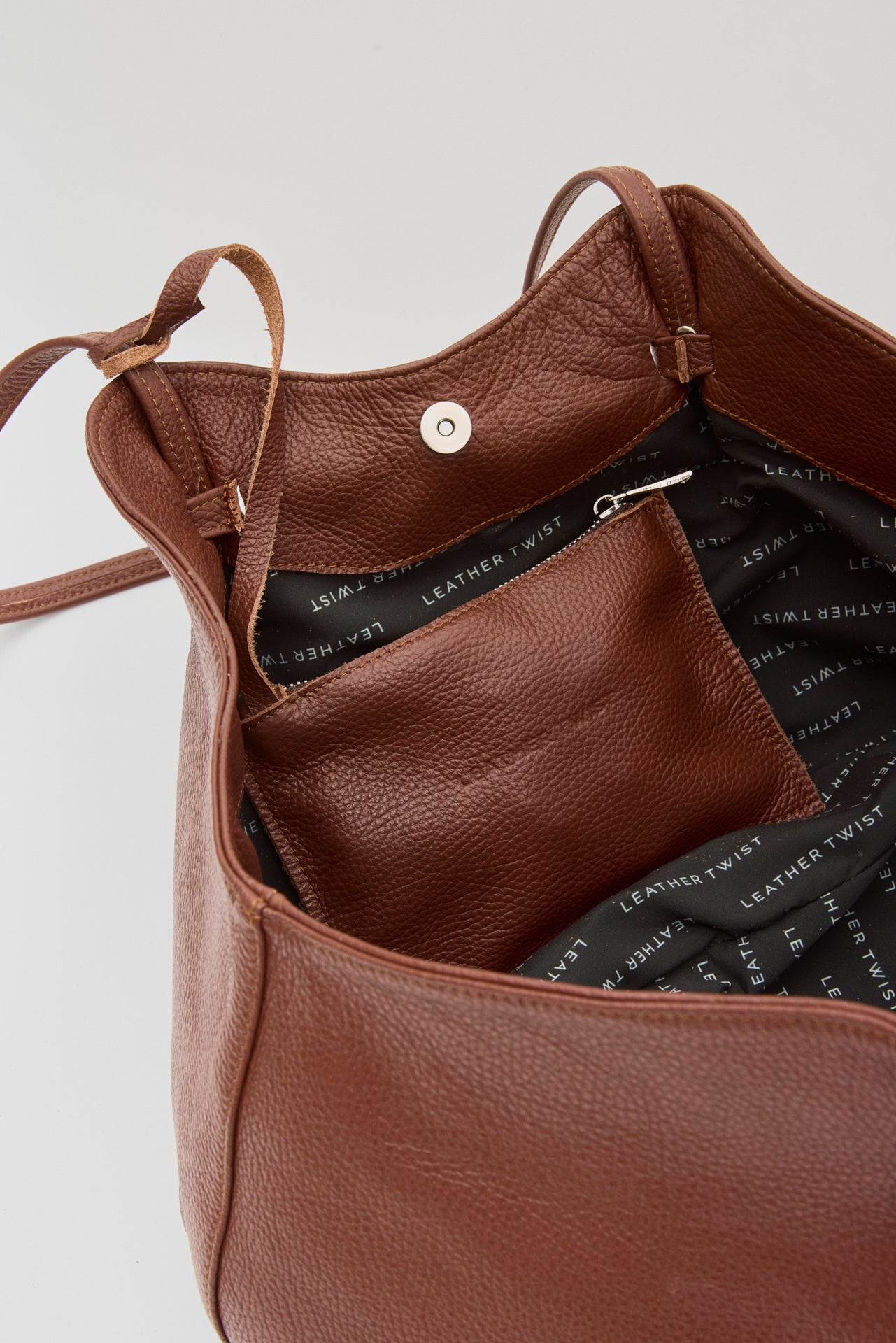 Blush Leather Shopper Bag - Brown