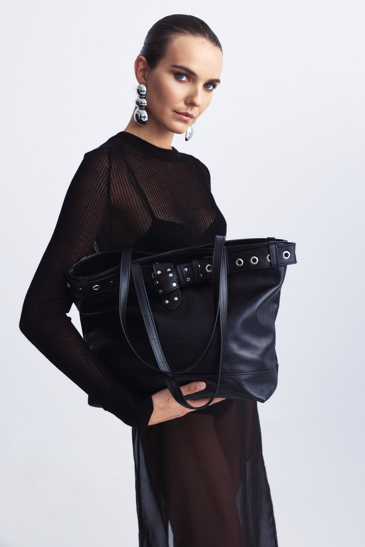 Belted Shopper Bag - Black