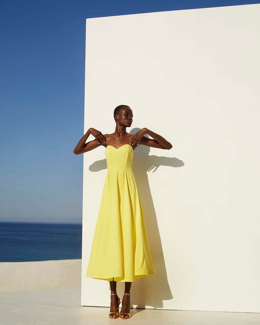 Strapless Sculptural Midi Dress