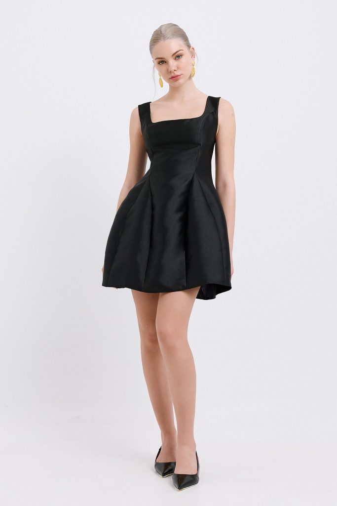Noir Taffeta Mini Dress