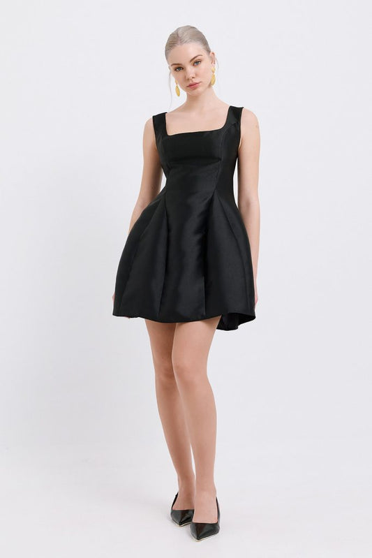 Noir Taffeta Mini Dress