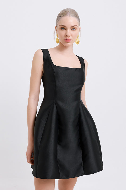Noir Taffeta Mini Dress