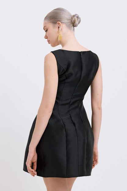 Noir Taffeta Mini Dress