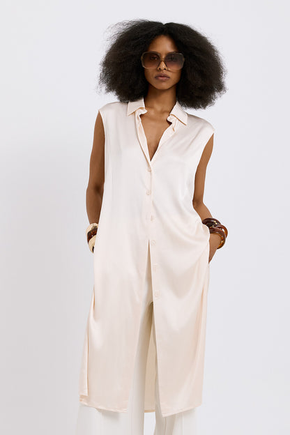 Eterna Satin Sleeveless Shirt