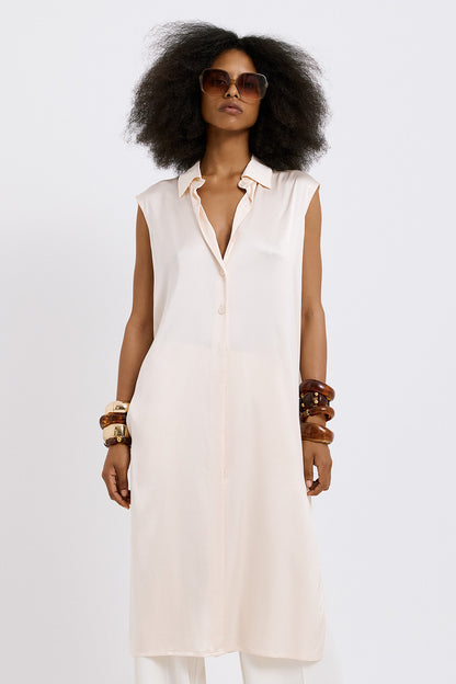 Eterna Satin Sleeveless Shirt
