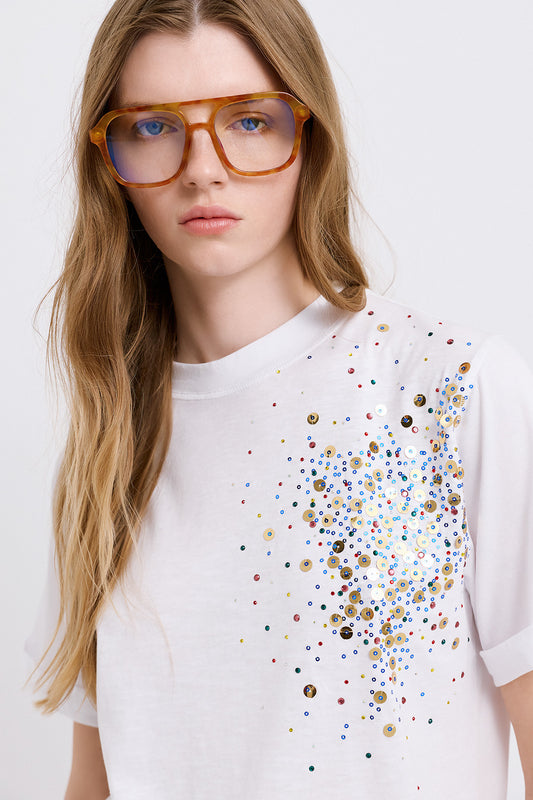 Sequin Cotton T-Shirt