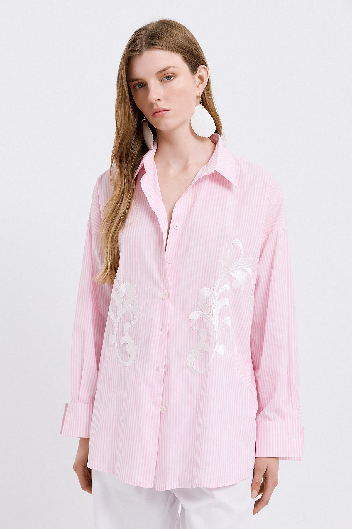 Brianna Pink Striped Shirt