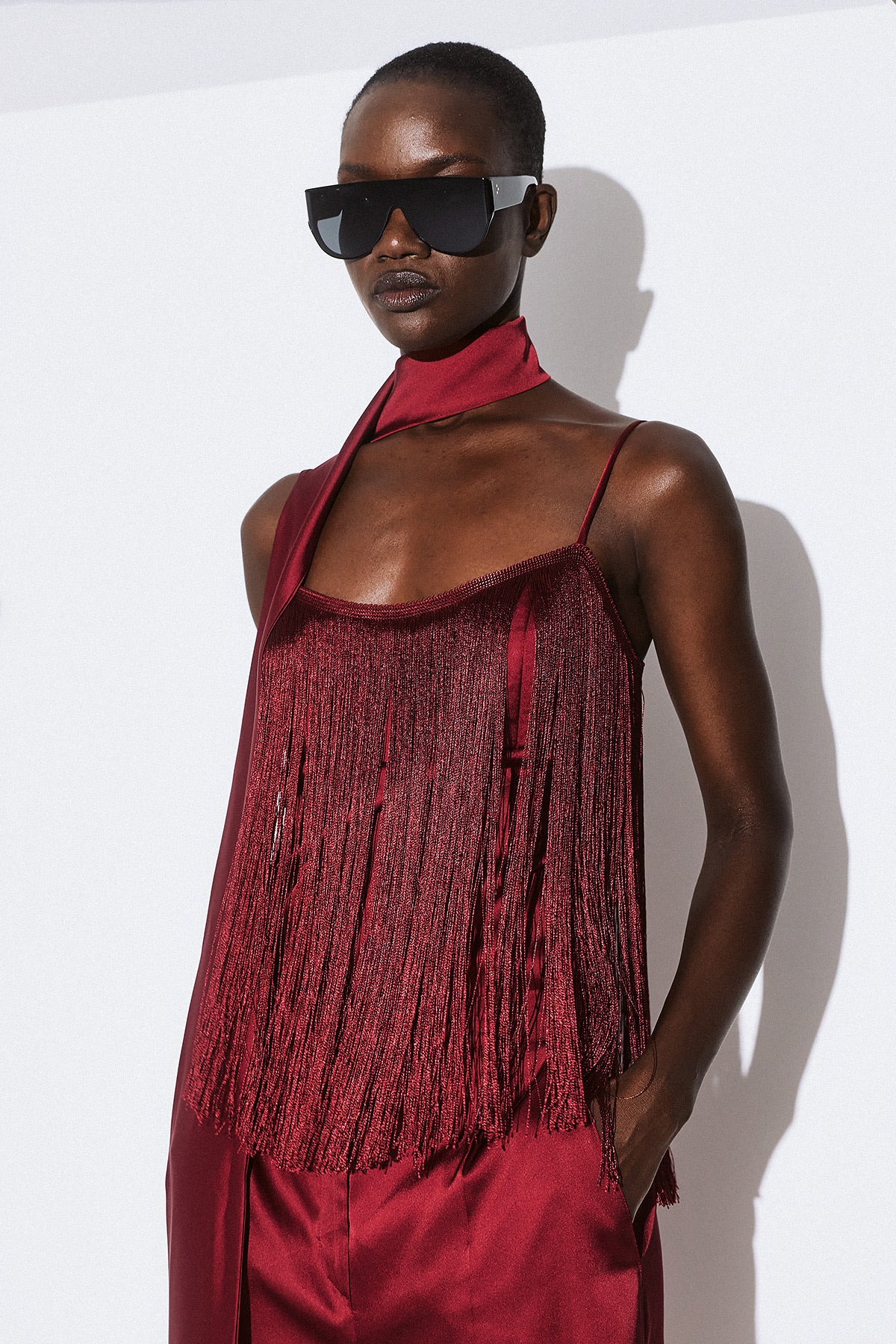 Dahlia Fringe Satin Top
