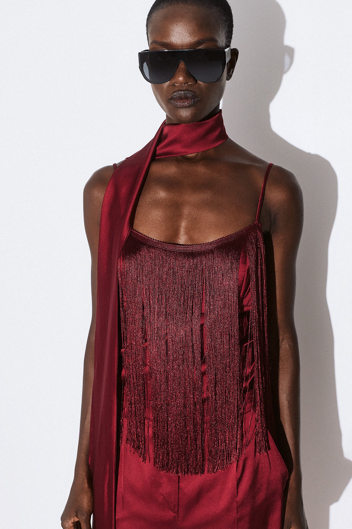 Dahlia Fringe Satin Top