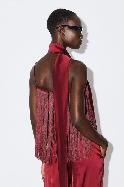Dahlia Fringe Satin Top