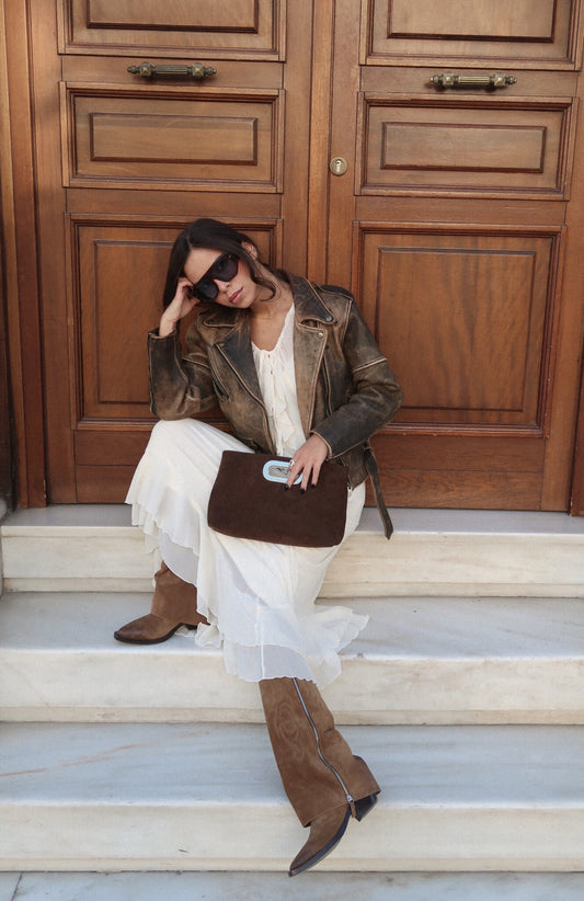 Got Her Clutch Suede Bag - Brown