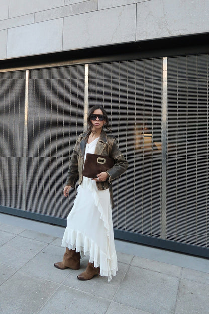 Got Her Clutch Suede Bag - Brown