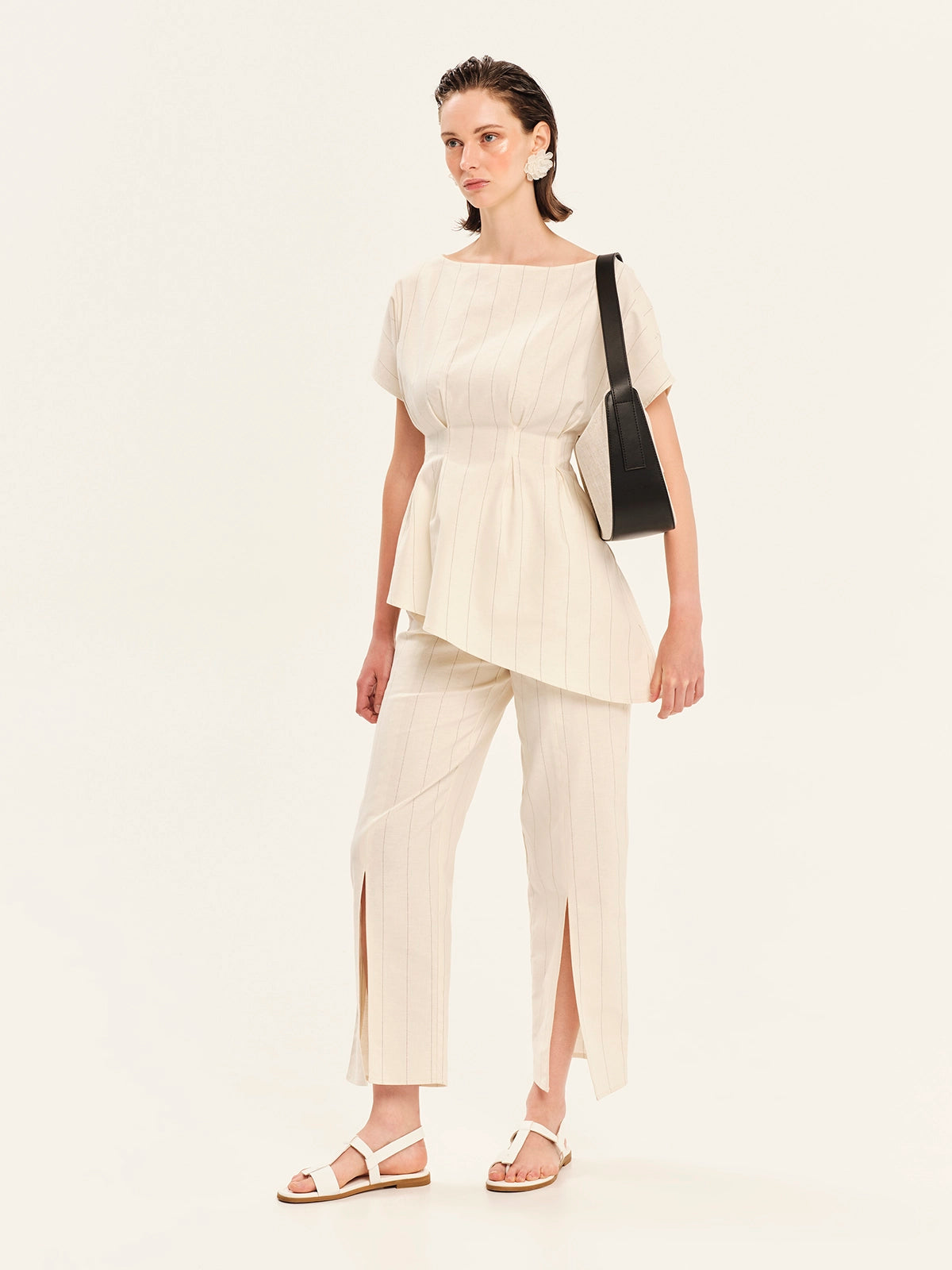 Striped Up Asymmetrical Top