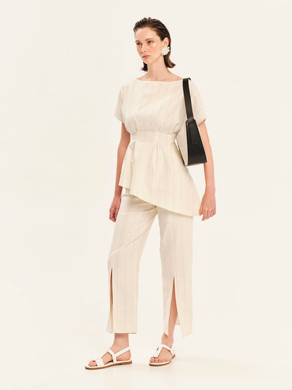 Striped Up Asymmetrical Top