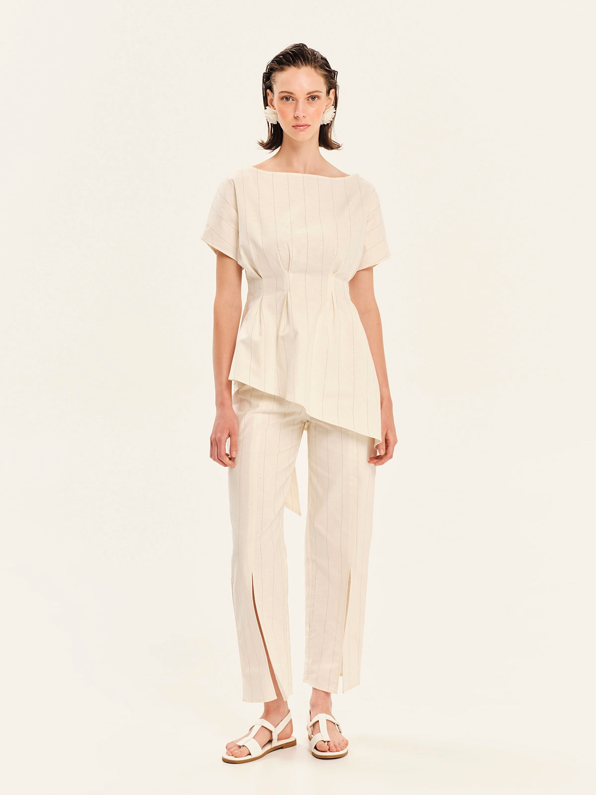 Striped Up Asymmetrical Top