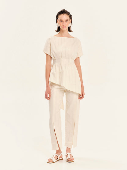 Striped Up Asymmetrical Top