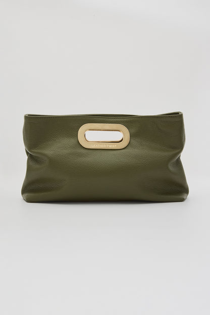 Got Her Leather Clutch - Khaki