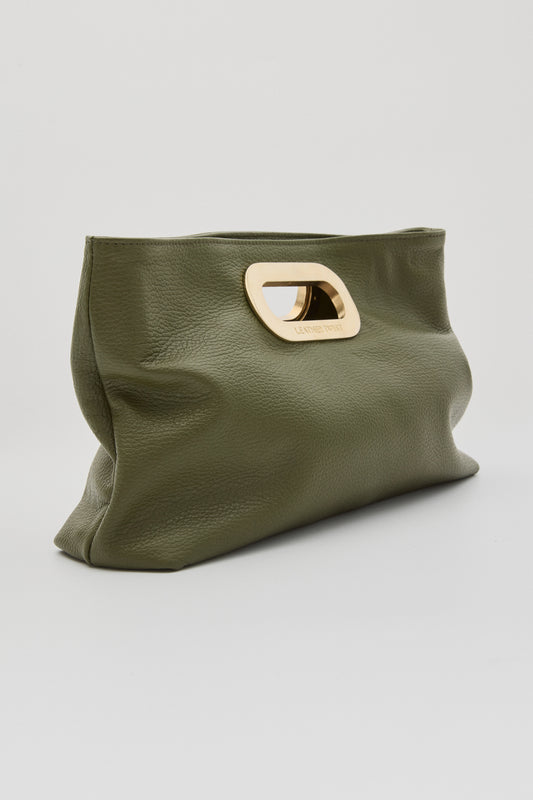 Got Her Leather Clutch - Khaki