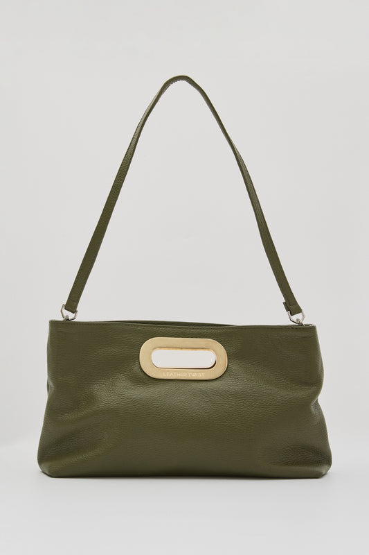 Got Her Leather Clutch - Khaki