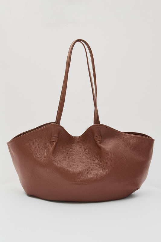 Blush Leather Shopper Bag - Brown