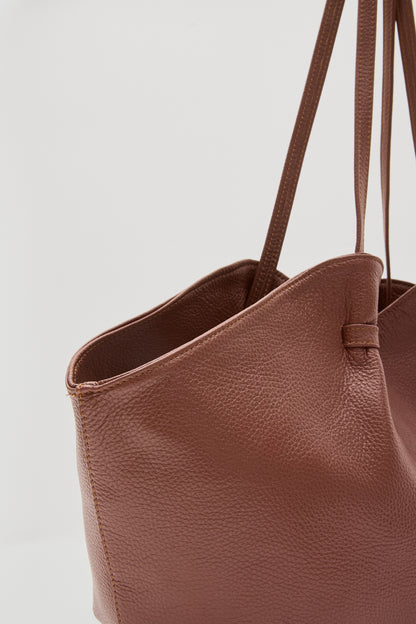 Blush Leather Shopper Bag - Brown