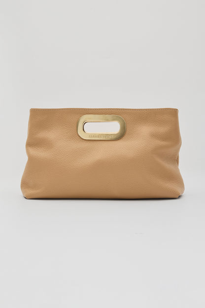 Got Her Leather Clutch - Beige
