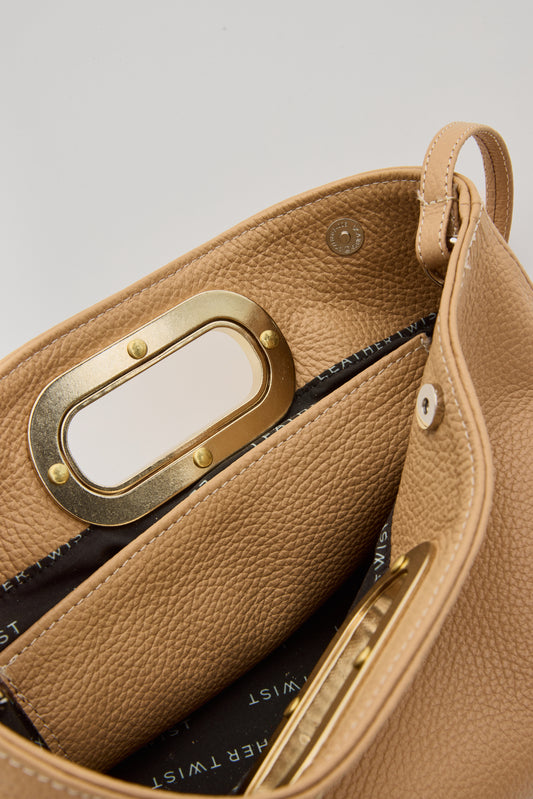 Got Her Leather Clutch - Beige