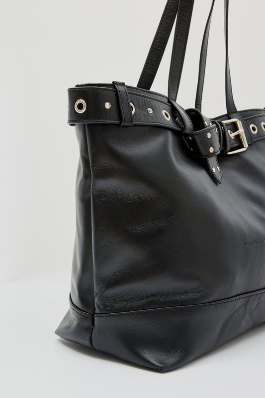Belted Shopper Bag - Black