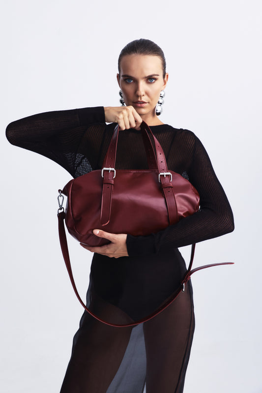 Seline Leather Bag - Bordeaux