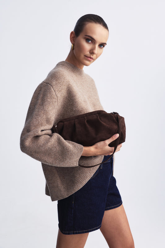 Dimi Suede Clutch - Brown