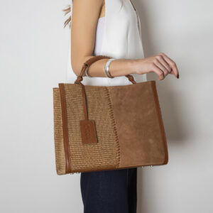 Philippa Suede-Raffia Bag
